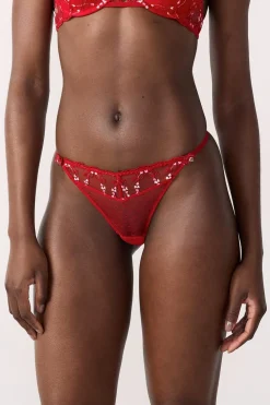 Outlet ETAM Tanga de tul bordado ROJO