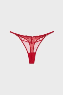 Outlet ETAM Tanga de tul bordado ROJO