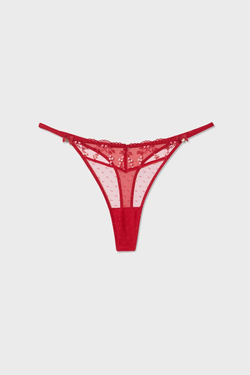 Outlet ETAM Tanga de tul bordado ROJO