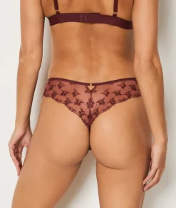 Discount ETAM Tanga de tul bordado TERRACOTA