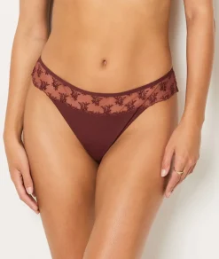 Discount ETAM Tanga de tul bordado TERRACOTA