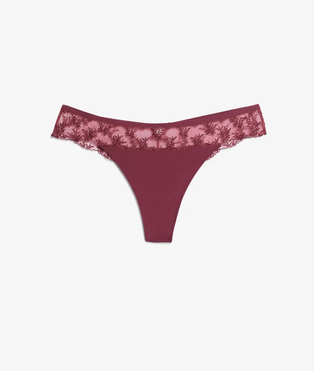 Discount ETAM Tanga de tul bordado TERRACOTA