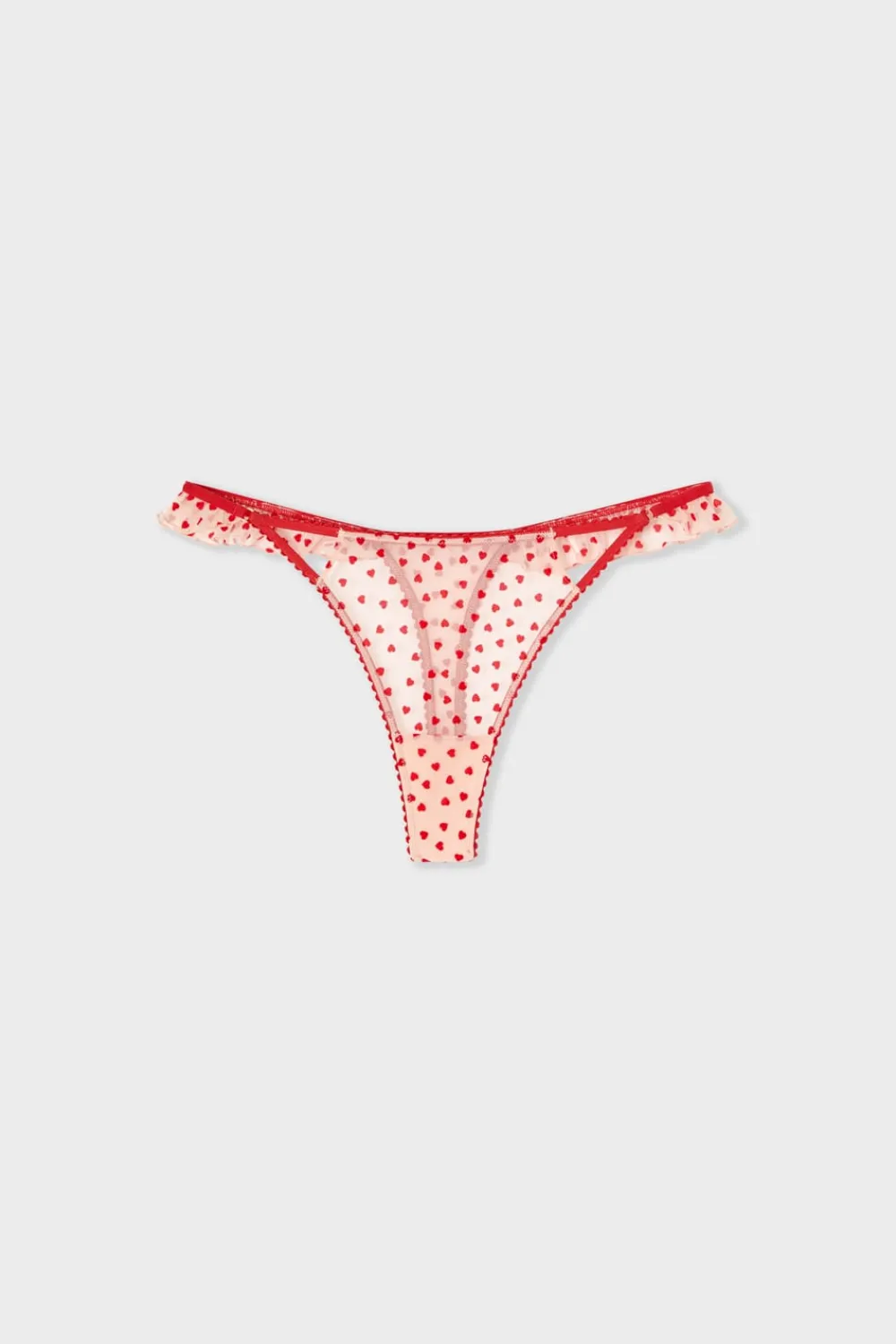 Discount ETAM Tanga de tul con estampado de corazones IMP FOND ROSA