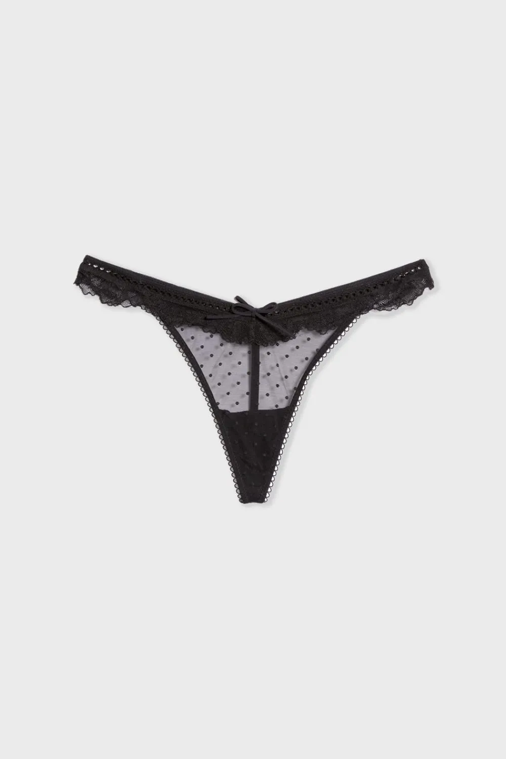 Outlet ETAM Tanga de tul y encaje NEGRO