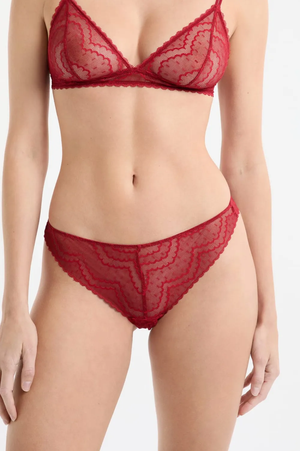 Outlet ETAM Tanga en dentelle ROUGE