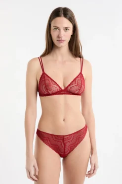 Outlet ETAM Tanga en dentelle ROUGE