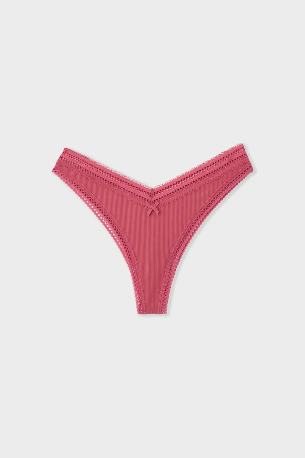 Hot ETAM Tanga en forma de V de microfibra y encaje BLUSH