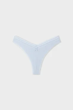 Discount ETAM Tanga en forma de V de microfibra y encaje AZUL CIELO