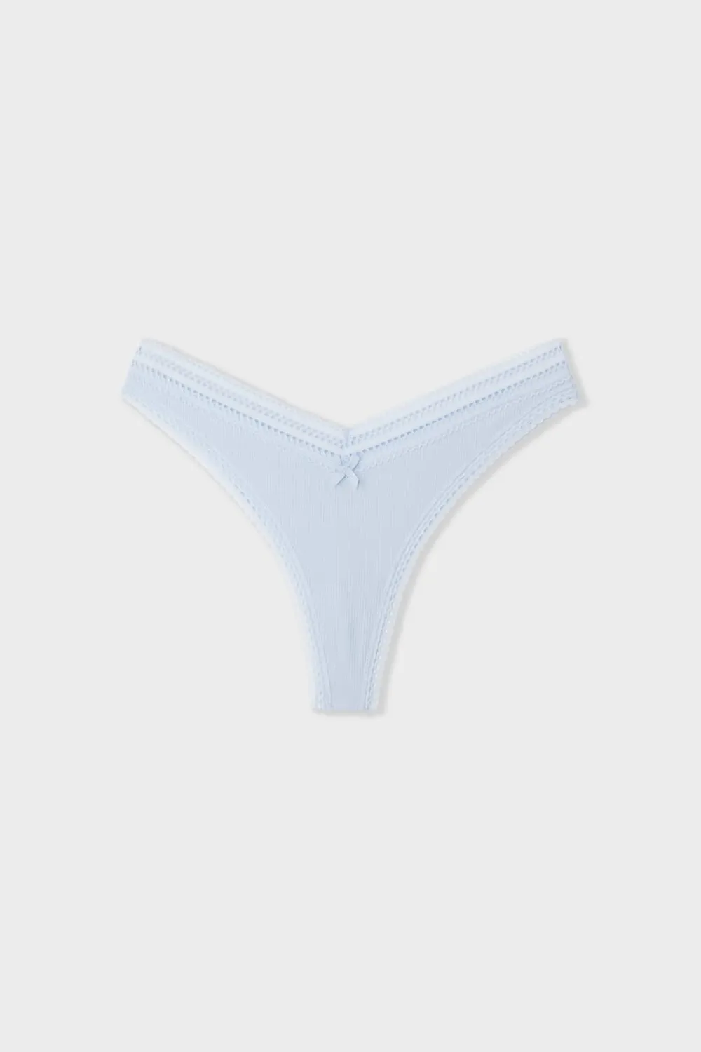 Discount ETAM Tanga en forma de V de microfibra y encaje AZUL CIELO