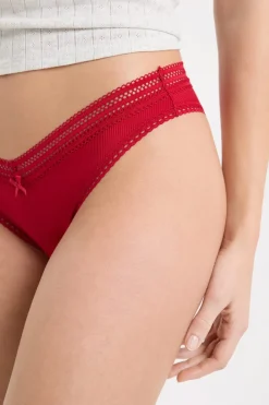 Hot ETAM Tanga en V de microfibra y encaje CARDINAL