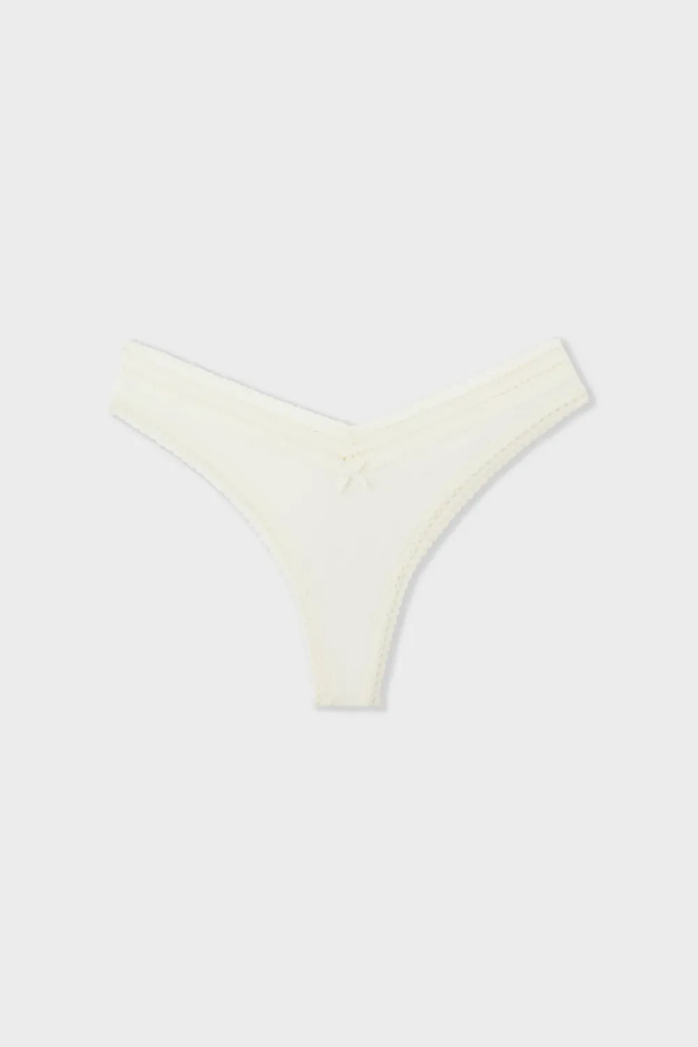 ETAM Tanga en V de microfibra y encaje BLANCO