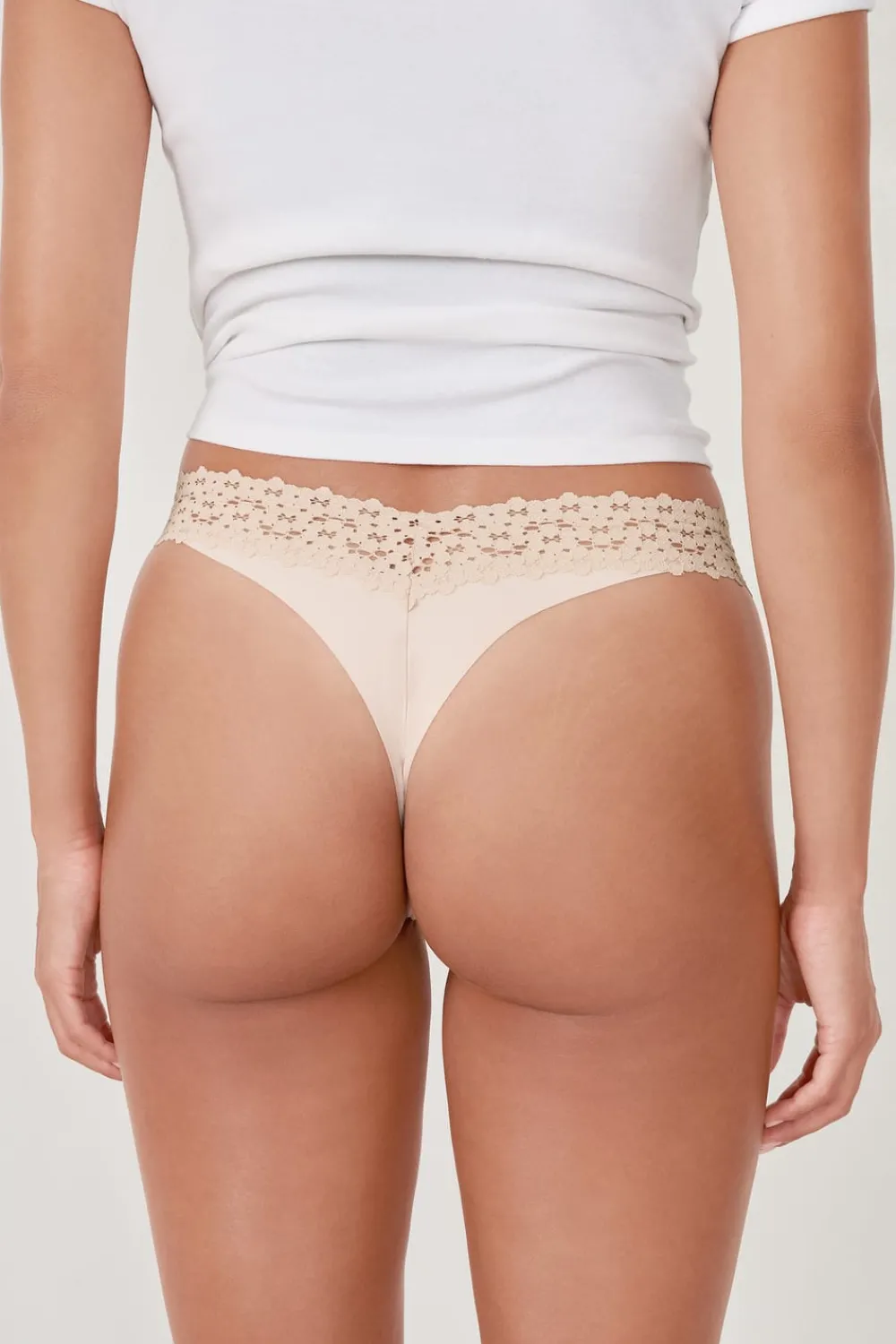 ETAM Tanga en V de microfibra y encaje BLANCO ROJO