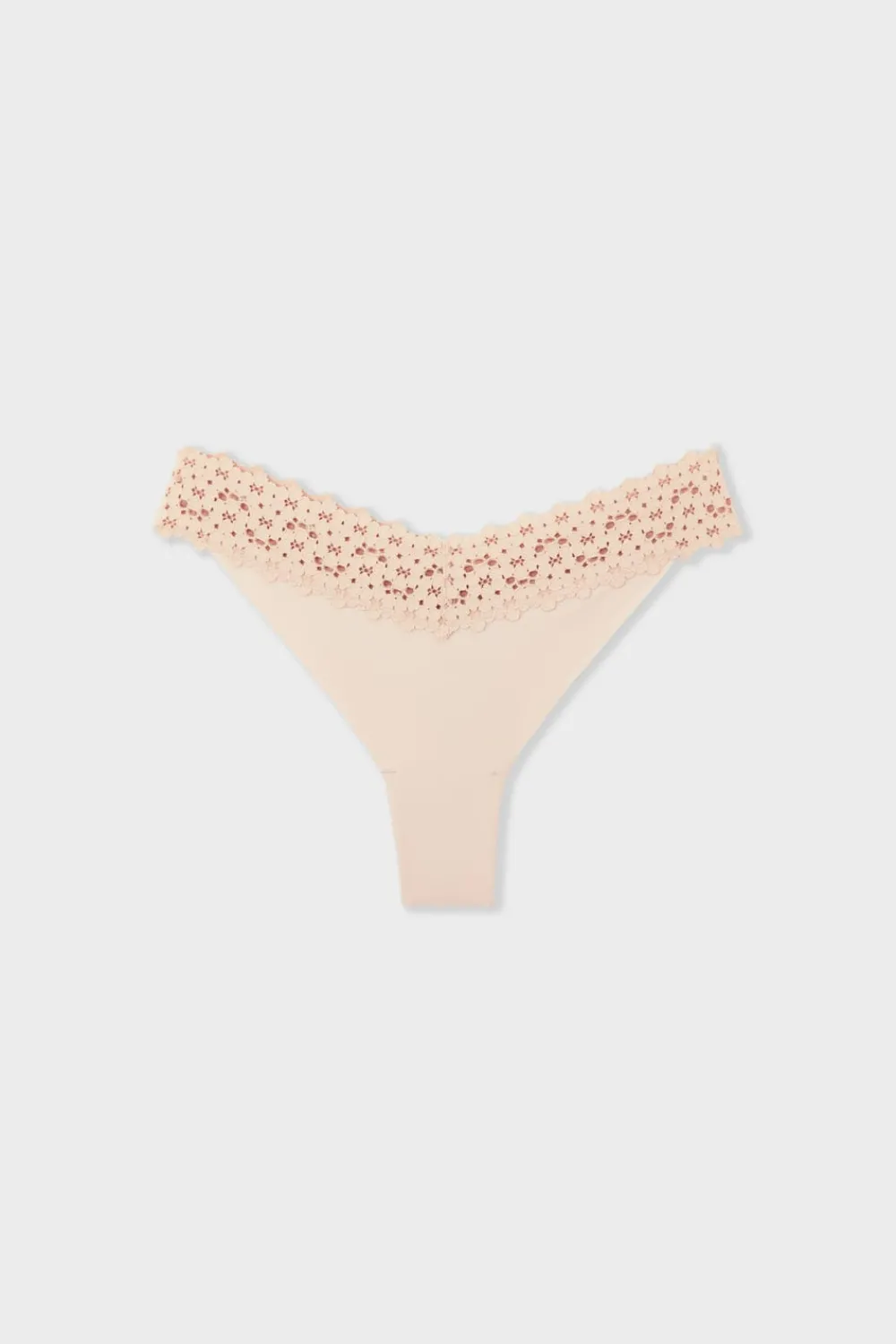 ETAM Tanga en V de microfibra y encaje BLANCO ROJO