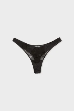 Hot ETAM Tanga estampado NEGRO