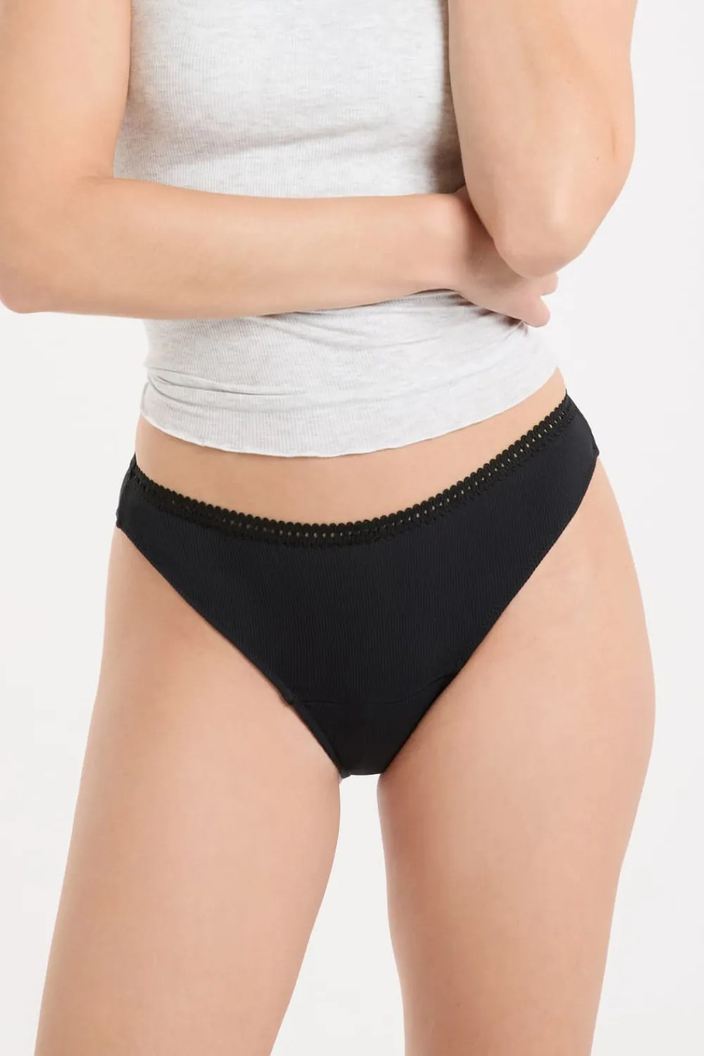 ETAM Tanga menstrual - Flujo ligero NEGRO