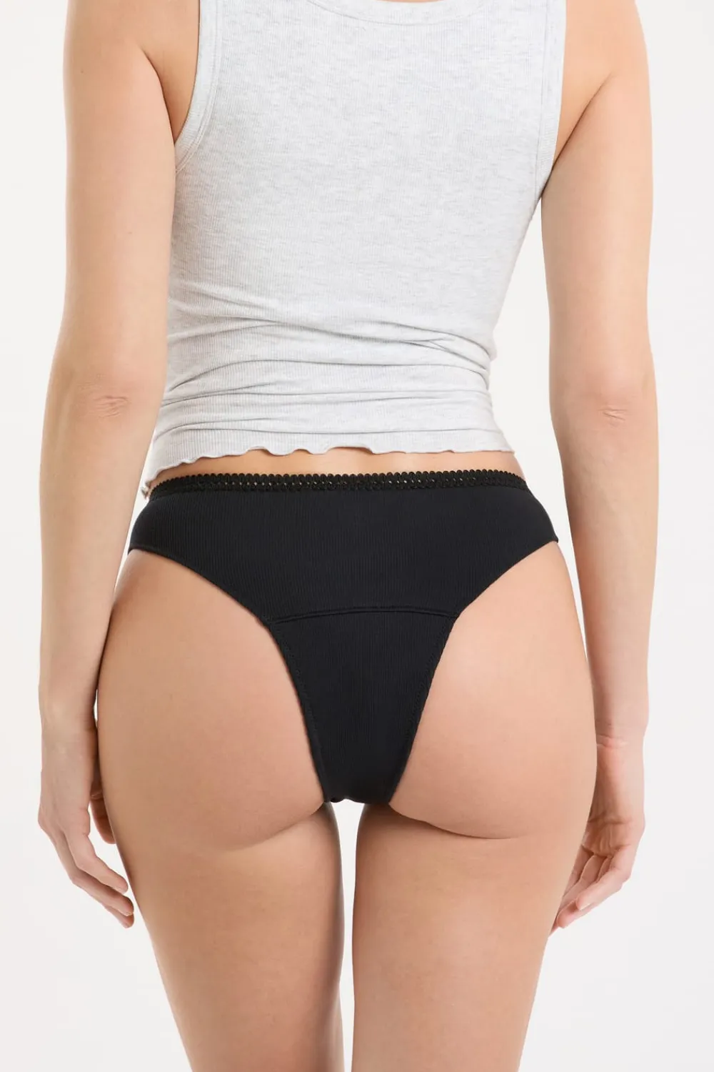 ETAM Tanga menstrual - Flujo ligero NEGRO