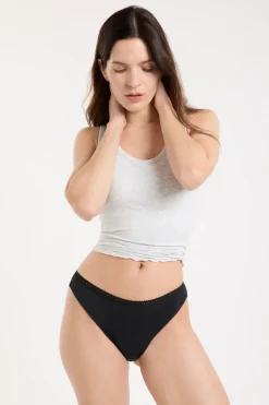 ETAM Tanga menstrual - Flujo ligero NEGRO