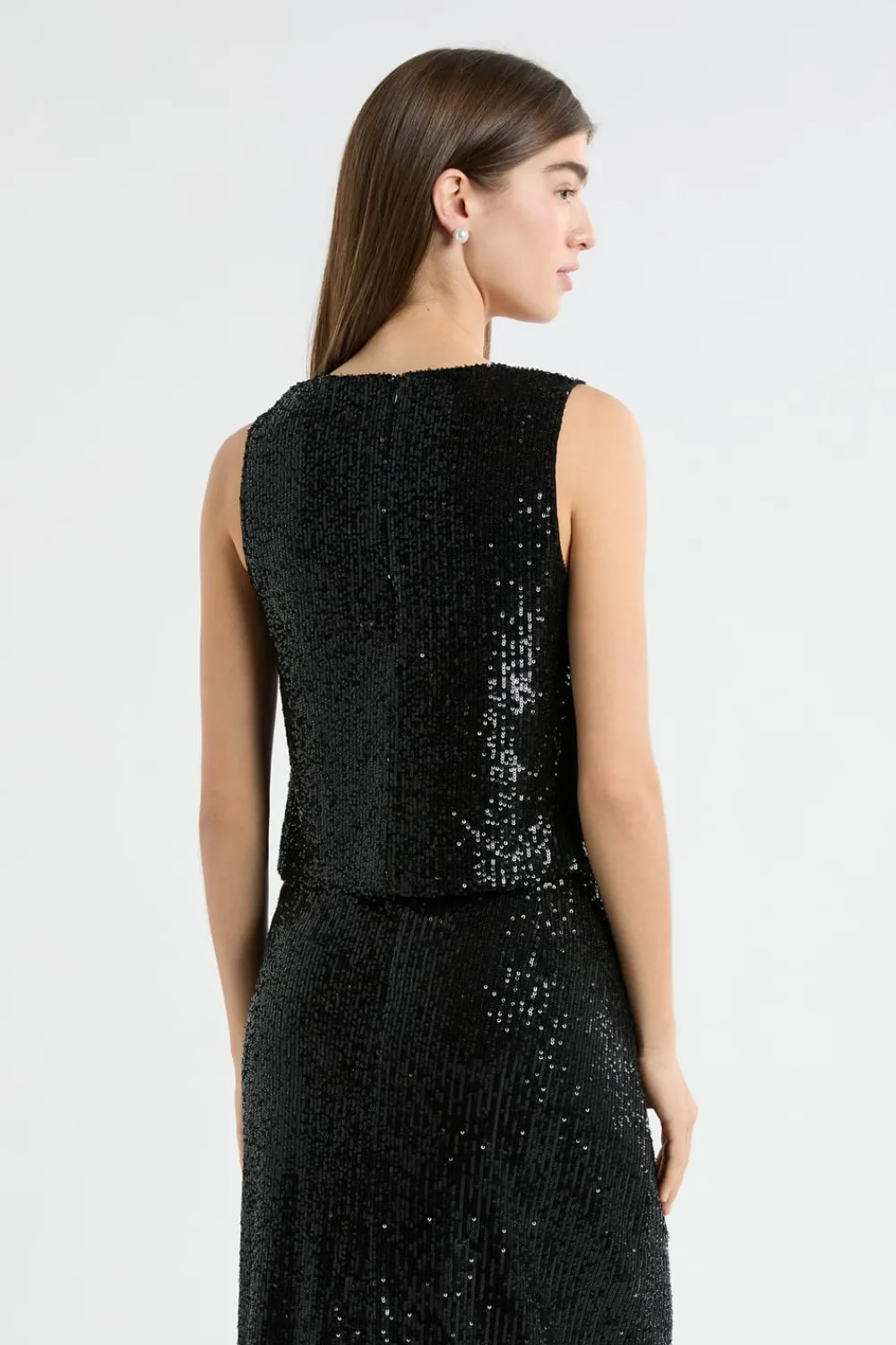 Outlet ETAM Top à sequins NOIR