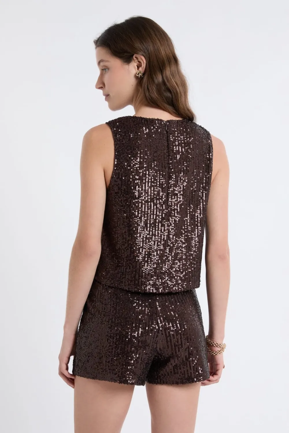 Clearance ETAM Top à sequins CHOCOLAT