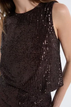 Clearance ETAM Top à sequins CHOCOLAT