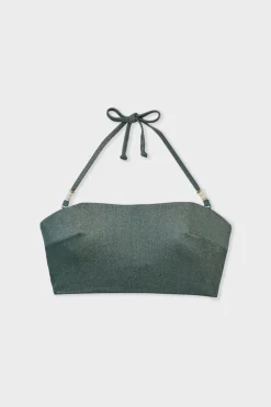 Sale ETAM Top bikini bandeau brillante con lazada VERDE