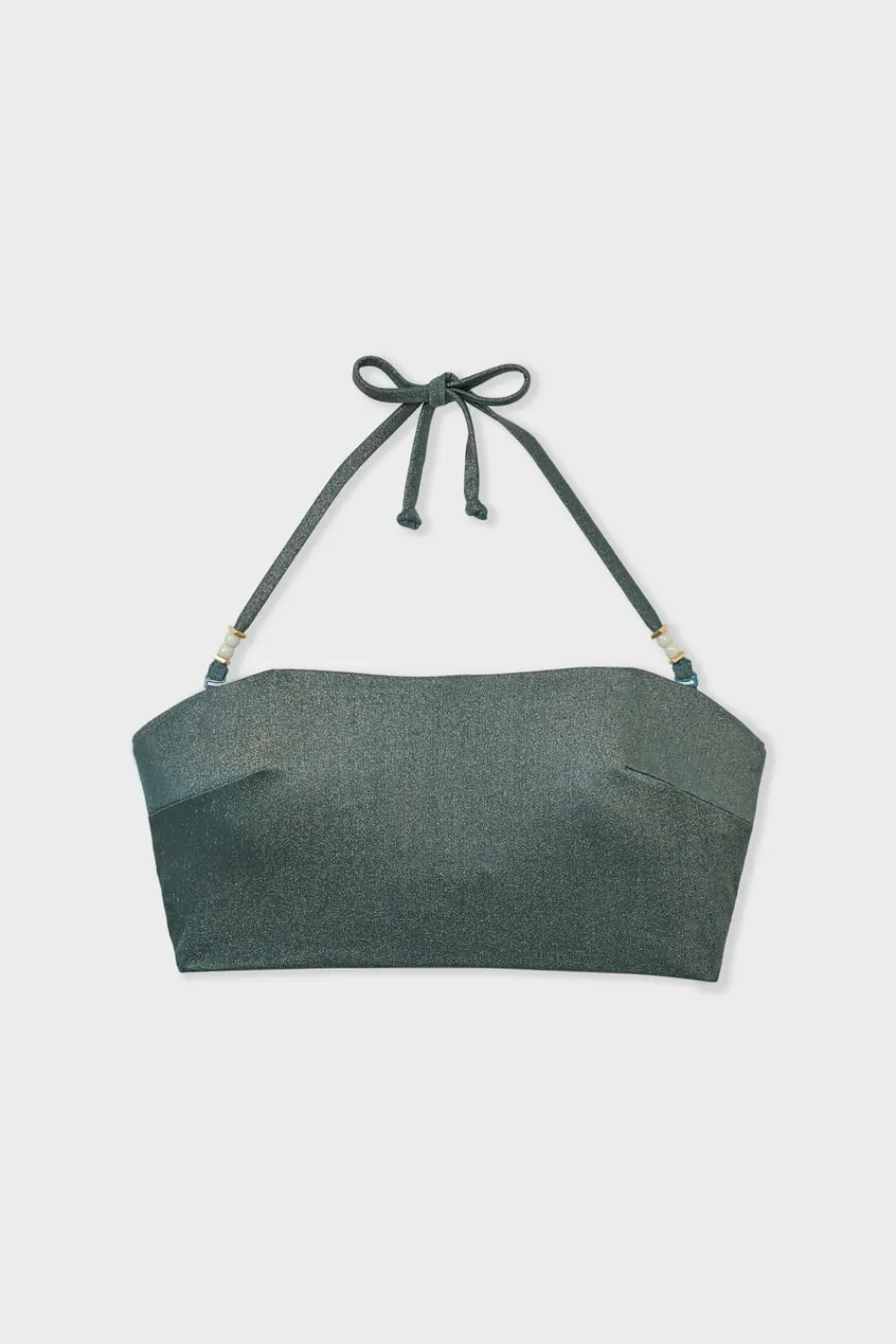 Sale ETAM Top bikini bandeau brillante con lazada VERDE