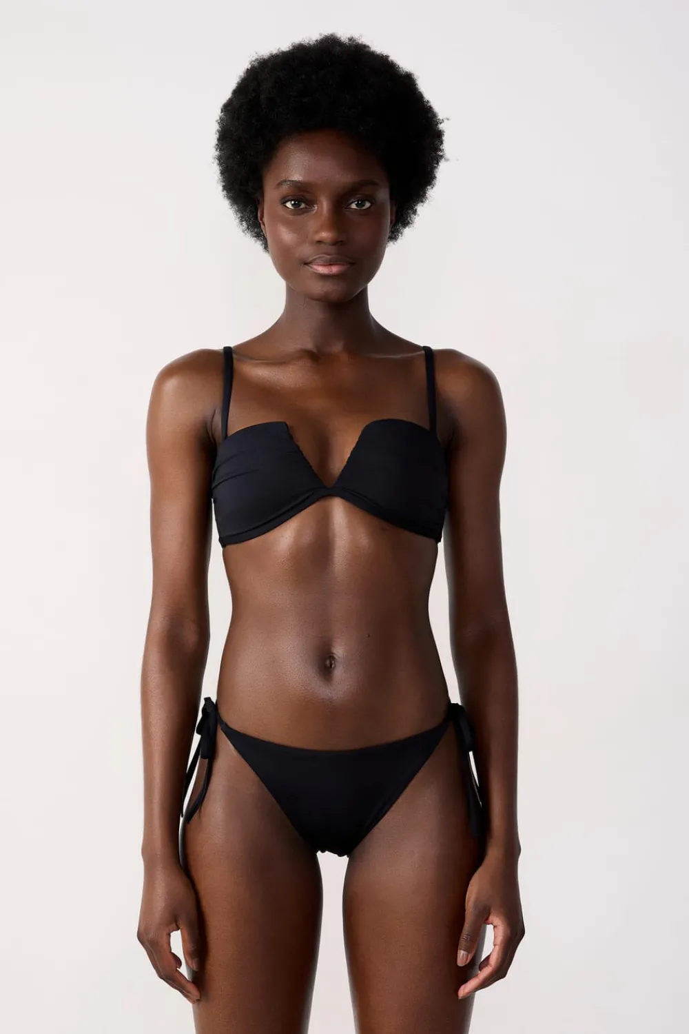 New ETAM Top bikini bandeau con copa fina y tirantes removibles NEGRO