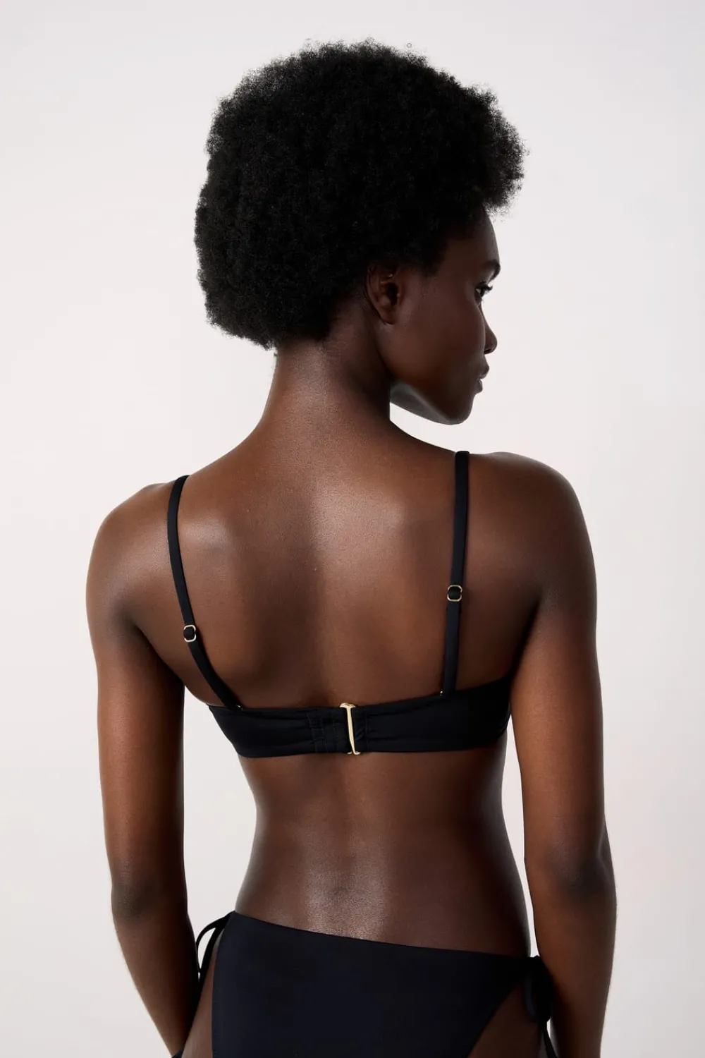 New ETAM Top bikini bandeau con copa fina y tirantes removibles NEGRO