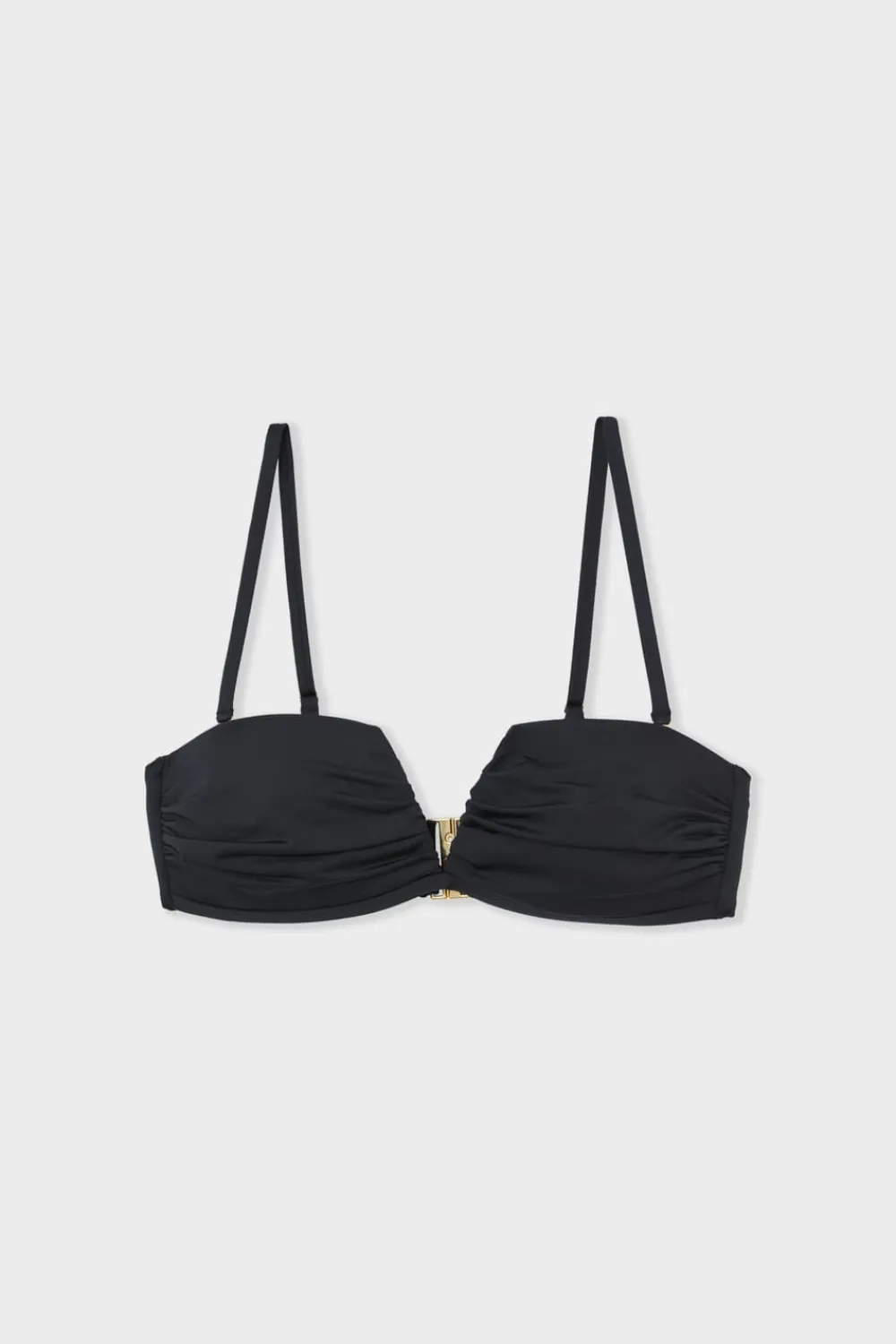 New ETAM Top bikini bandeau con copa fina y tirantes removibles NEGRO
