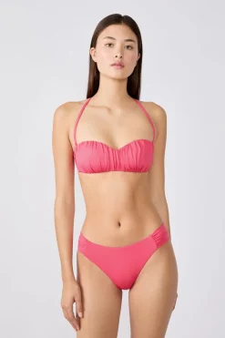 Discount ETAM Top bikini bandeau con tirantes removibles ROSA