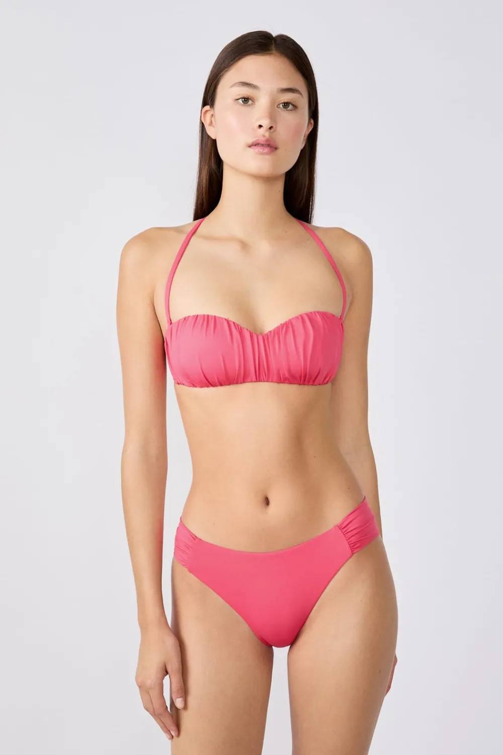 Discount ETAM Top bikini bandeau con tirantes removibles ROSA