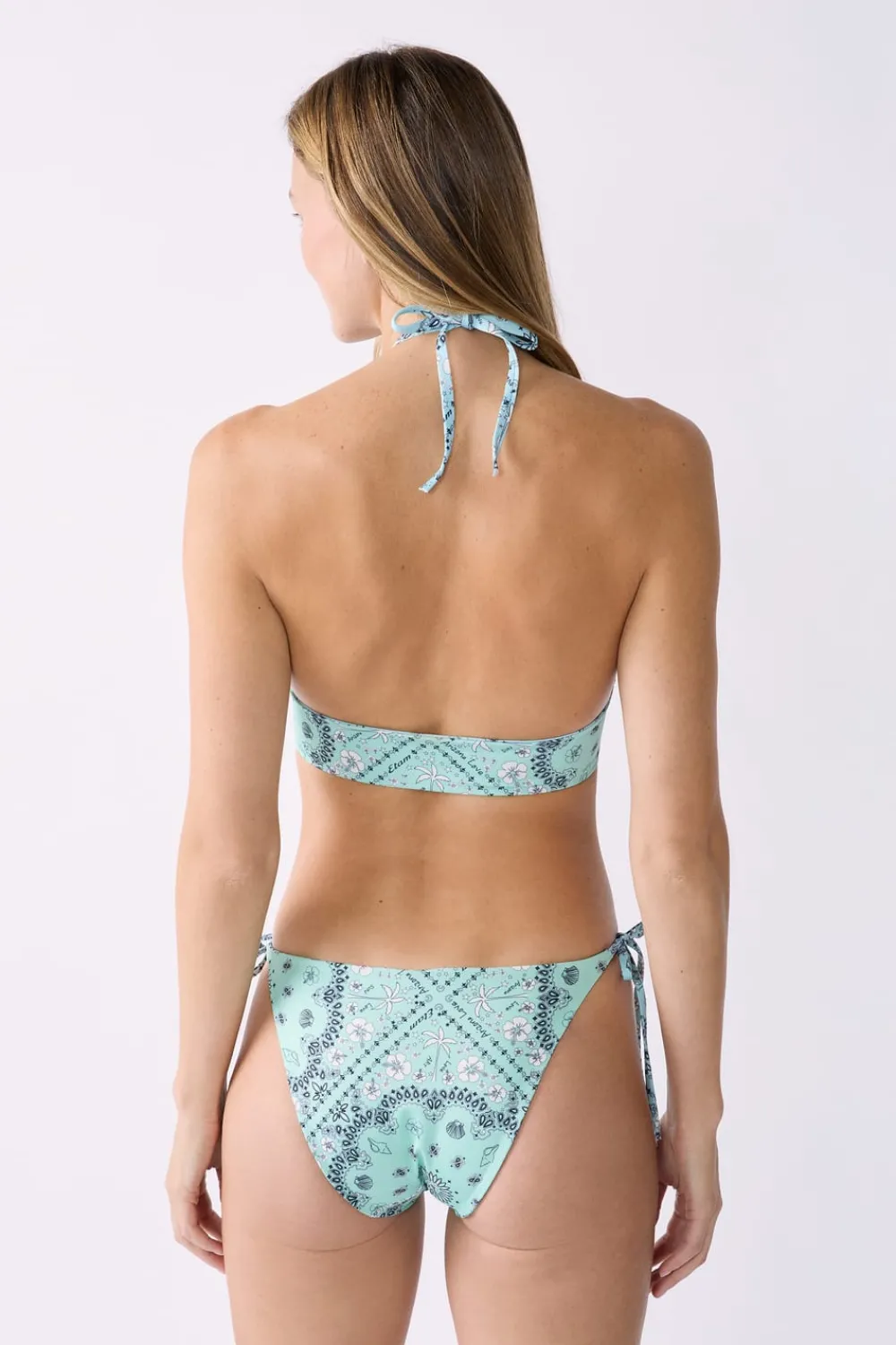 Sale ETAM Top bikini bandeau estampado reversible ESTAMPADO FONDO VERDE
