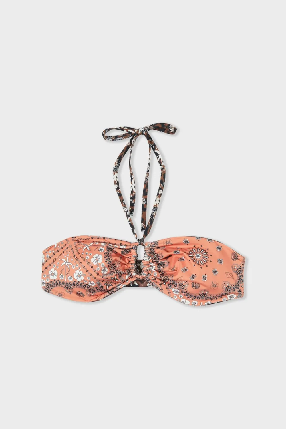 Hot ETAM Top bikini bandeau estampado reversible ESTAMPADO FONDO MARRÓN