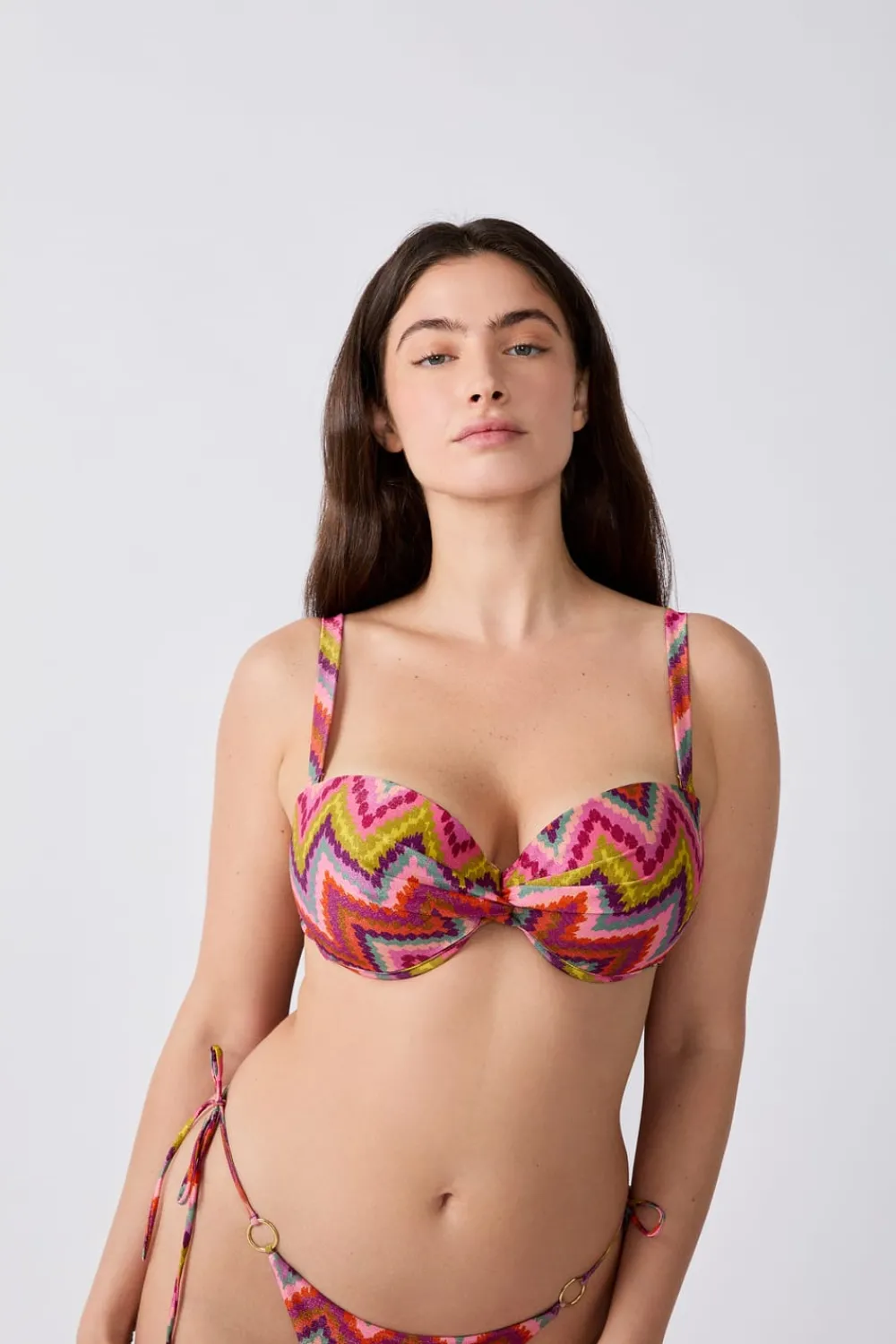 Sale ETAM Top bikini bandeau estampado ROSA