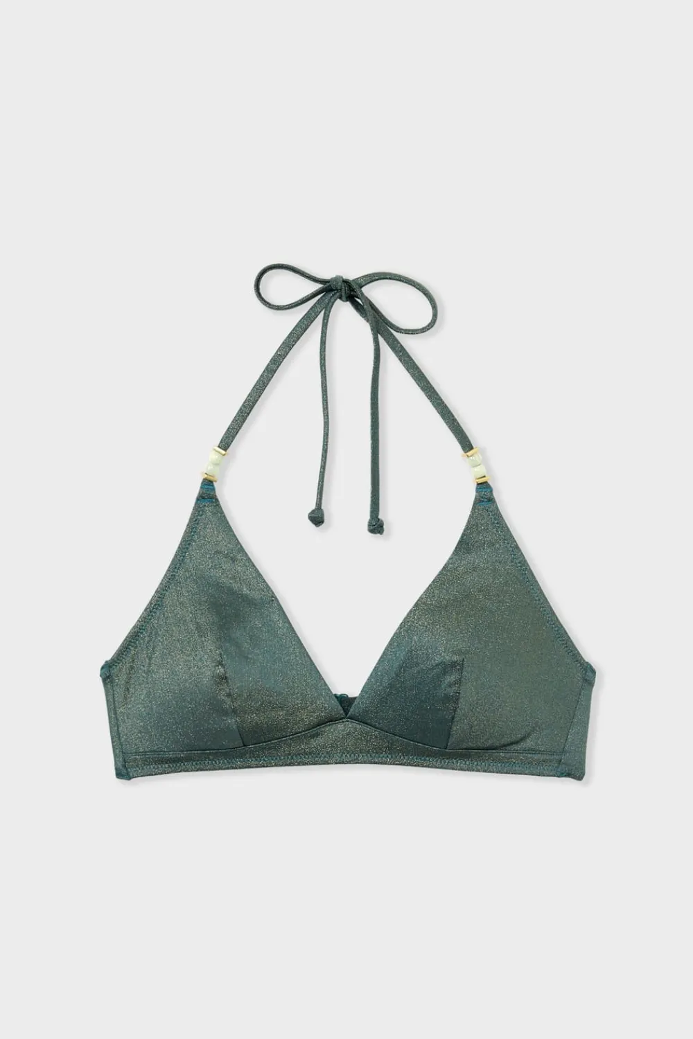 Sale ETAM Top bikini triangular brillante VERDE