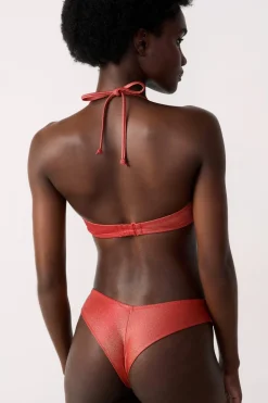 ETAM Top bikini triangular brillante NARANJA