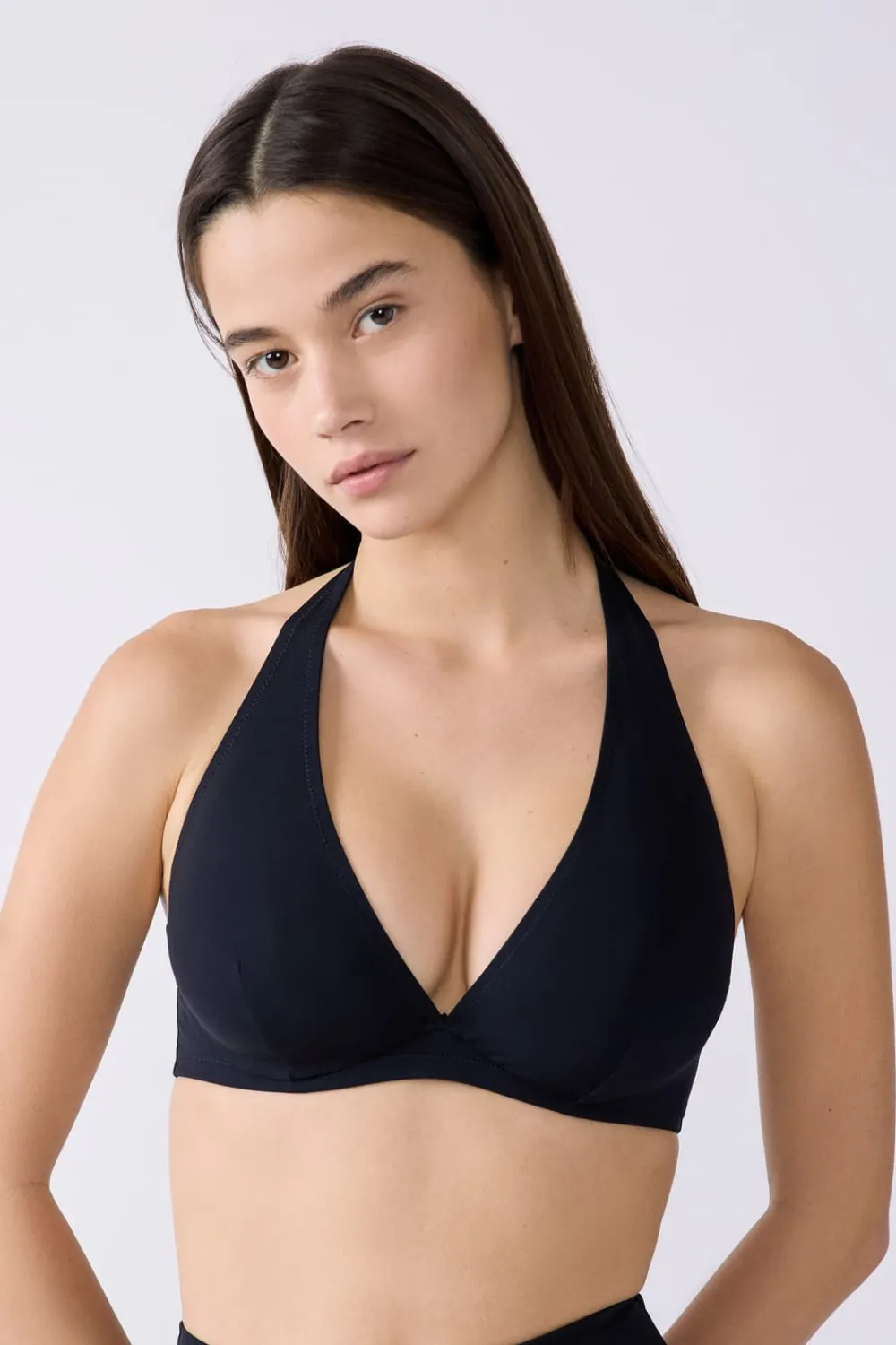 Discount ETAM Top bikini triangular con aros NEGRO