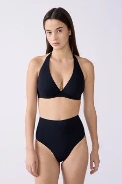 Discount ETAM Top bikini triangular con aros NEGRO