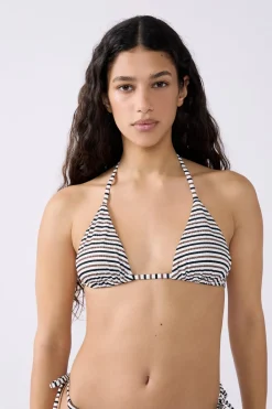 Discount ETAM Top bikini triangular con rayas MULTICOLOR
