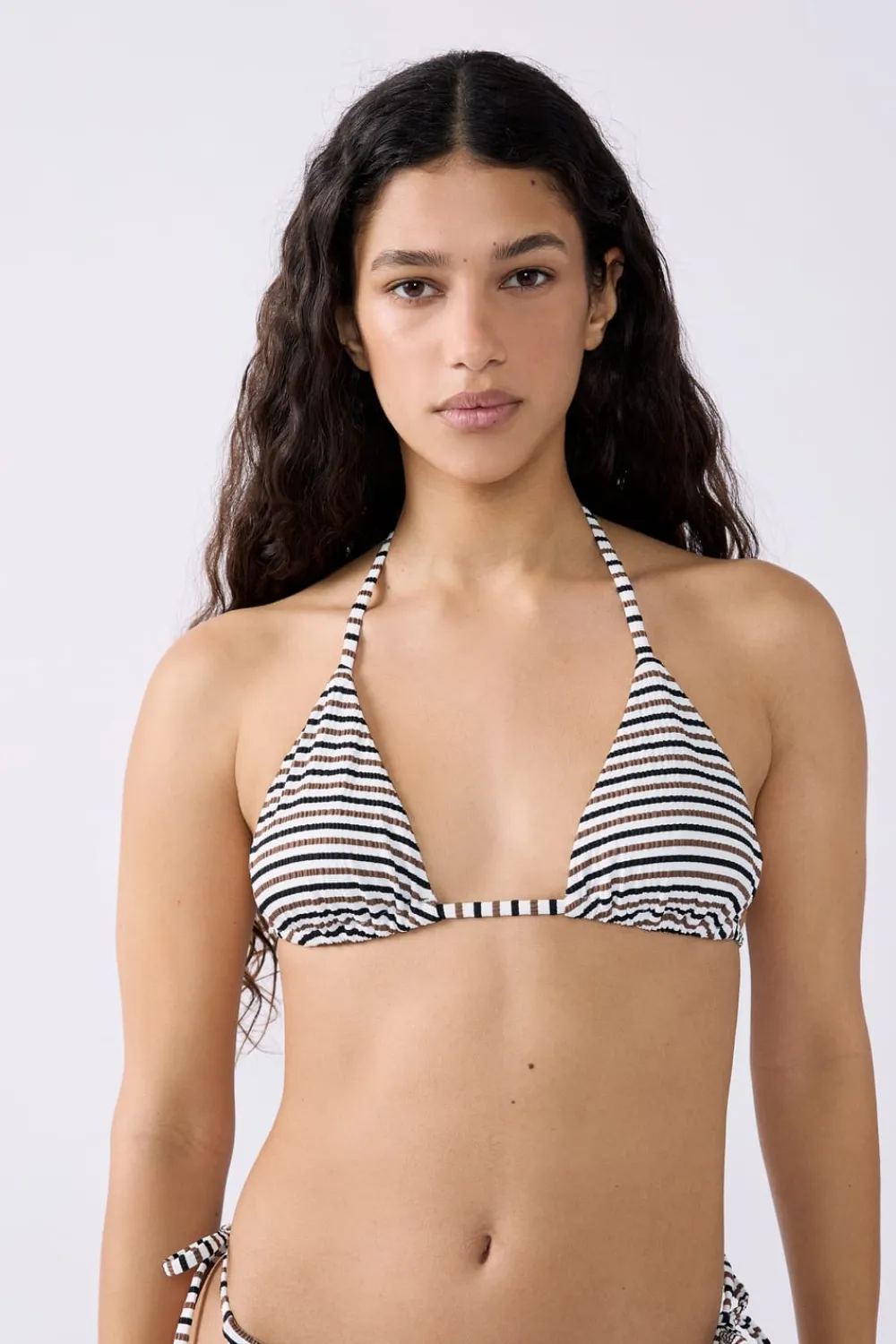 Discount ETAM Top bikini triangular con rayas MULTICOLOR