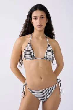 Discount ETAM Top bikini triangular con rayas MULTICOLOR