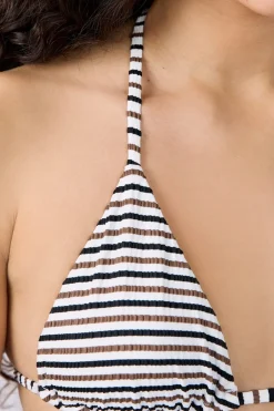 Discount ETAM Top bikini triangular con rayas MULTICOLOR