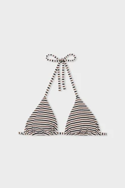 Discount ETAM Top bikini triangular con rayas MULTICOLOR