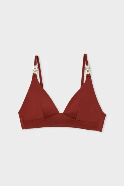 Best ETAM Top bikini triangular detalle joya MARRÓN
