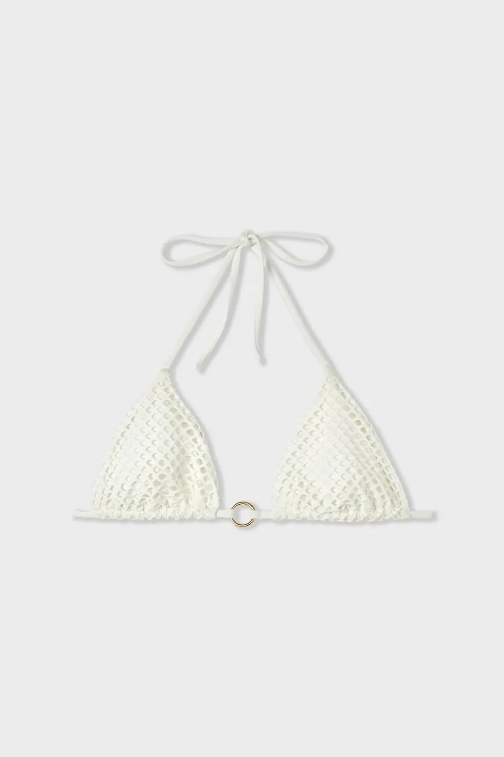 New ETAM Top bikini triangular detalle joya BLANCO