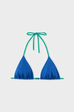 Best ETAM Top bikini triangular estampado AZUL NOCHE