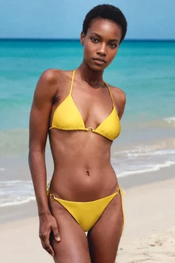 Discount ETAM Top bikini triangular sin aros AMARILLO SOL