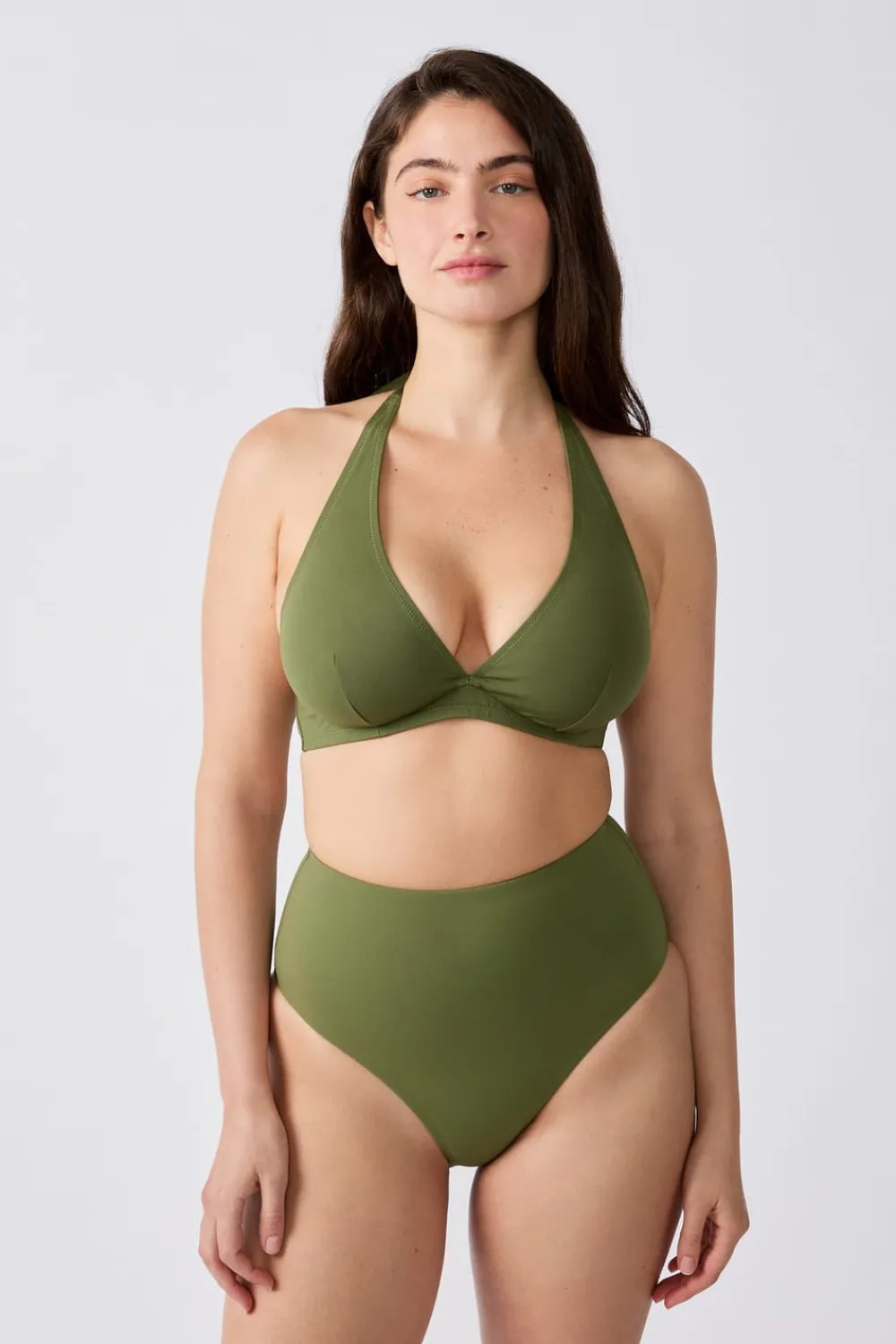 Hot ETAM Top bikini triángulo con aros KAKI