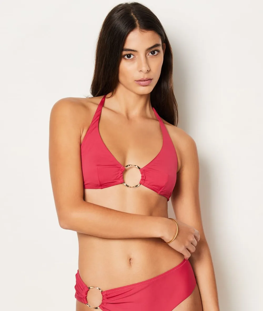 Online ETAM Top bikini triángulo con detalle de anillas La modelo mide 1m75 y viste S