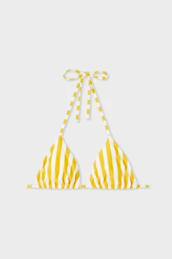 Clearance ETAM Top bikini triángulo sin aros a rayas AMARILLO SOL